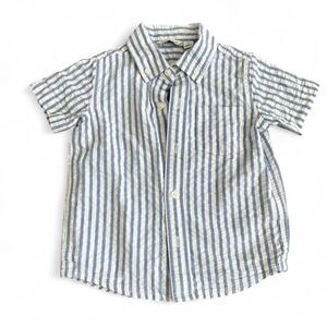 Janie and Jack blue striped button up shirt Size 2T